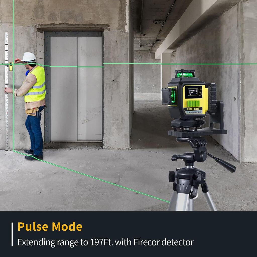 4 X 360° lazerinis nivelyras Firecore F95T-3G kaina ir informacija | Mechaniniai įrankiai | pigu.lt