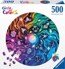 Dėlionė su zodiakais Ravensburger Circle of Colours Astrology, 500 d. kaina ir informacija | Dėlionės (puzzle) | pigu.lt