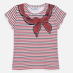 Mayoral marškinėliai mergaitėms, balti/raudoni цена и информация | Рубашки для девочек | pigu.lt