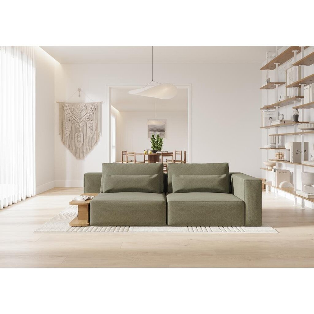 Dvigulė sofa su šoniniu stalu, Riposo Grande, 250x105x85cm, žalia kaina ir informacija | Sofos | pigu.lt