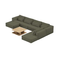 U formos sofa su žurnaliniu staliuku, Riposo Grande, 405x285x85cm, žalia kaina ir informacija | Minkšti kampai | pigu.lt