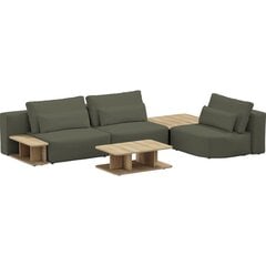 Trivietė sofa su žurnaliniu staliuku, Riposo Grande, 330x205x85cm, žalia kaina ir informacija | Sofos | pigu.lt