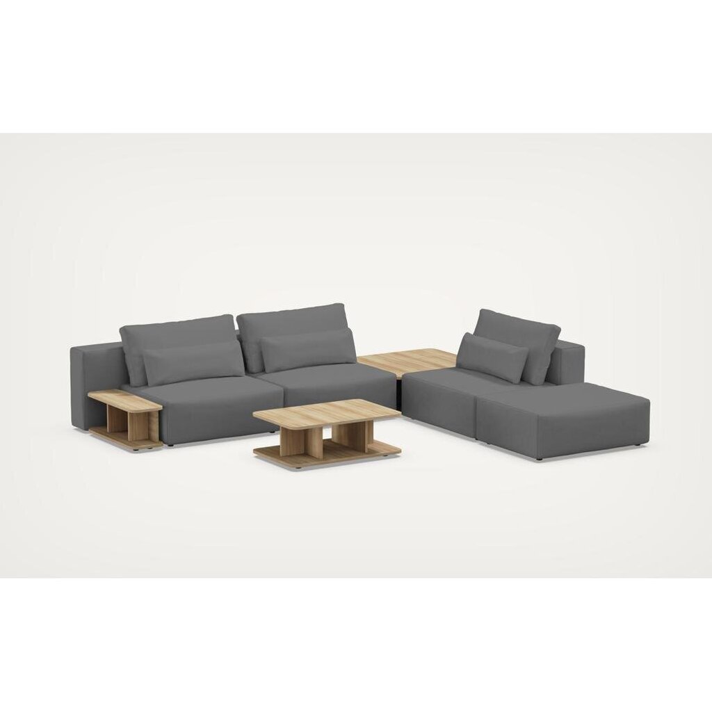 Kampinė sofa su žurnaliniu staliuku, 330x285x85cm, pilka kaina ir informacija | Minkšti kampai | pigu.lt