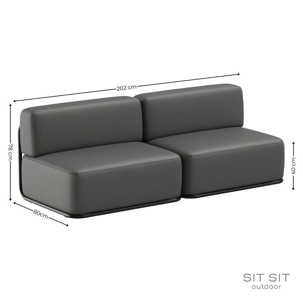 Sofos modulis, Sit Sit Outdoor, 202x80x78 cm, pilkas kaina ir informacija | Lauko baldų komplektai | pigu.lt
