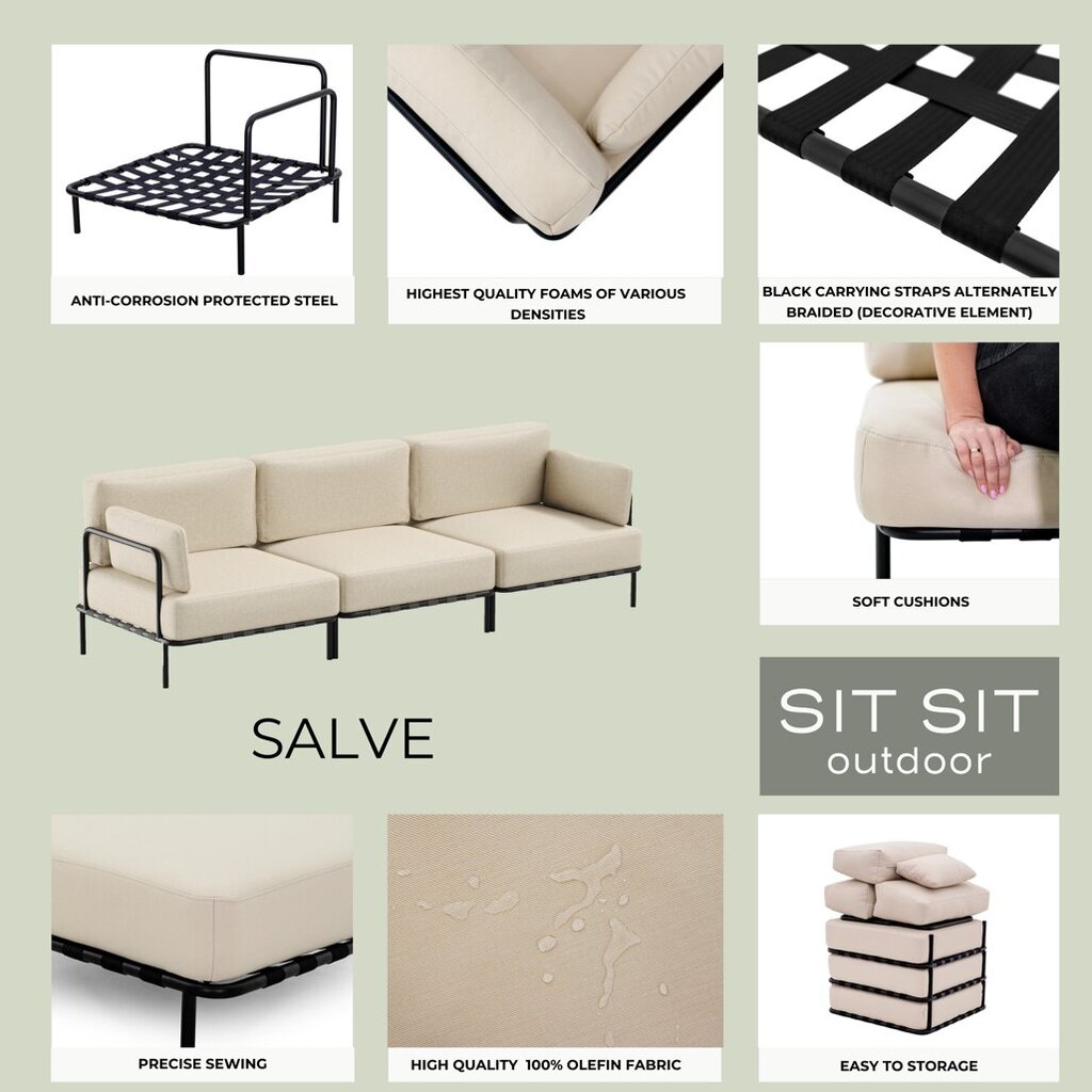 Sofos pagalvėlė Sit Sit Outdoor, 78x78x38 cm, smėlio spalvos kaina ir informacija | Lauko baldų komplektai | pigu.lt