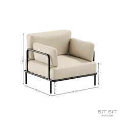 Fotelis Sit Sit Outdoor, 78x78x78 cm, smėlio spalvos kaina ir informacija | Lauko baldų komplektai | pigu.lt