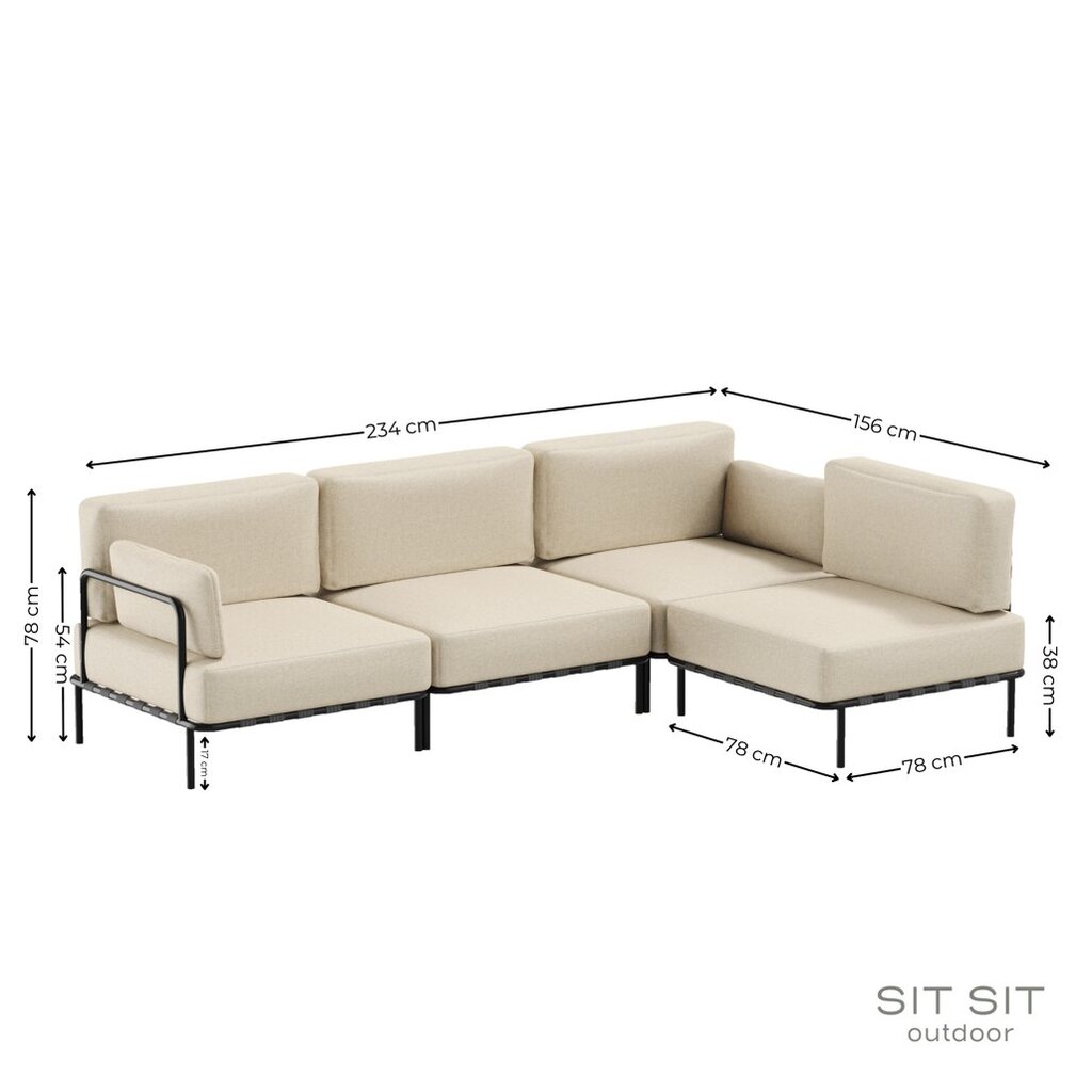 Kampinė sofa Sit Sit Outdoor, 234x156x78 cm, smėlio spalvos kaina ir informacija | Lauko baldų komplektai | pigu.lt