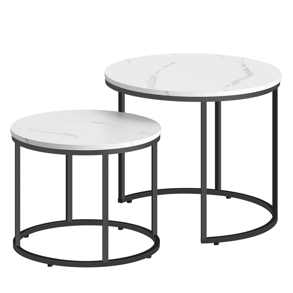 2-ių kavos staliukų komplektas Leobert, baltas/juodas kaina ir informacija | Kavos staliukai | pigu.lt