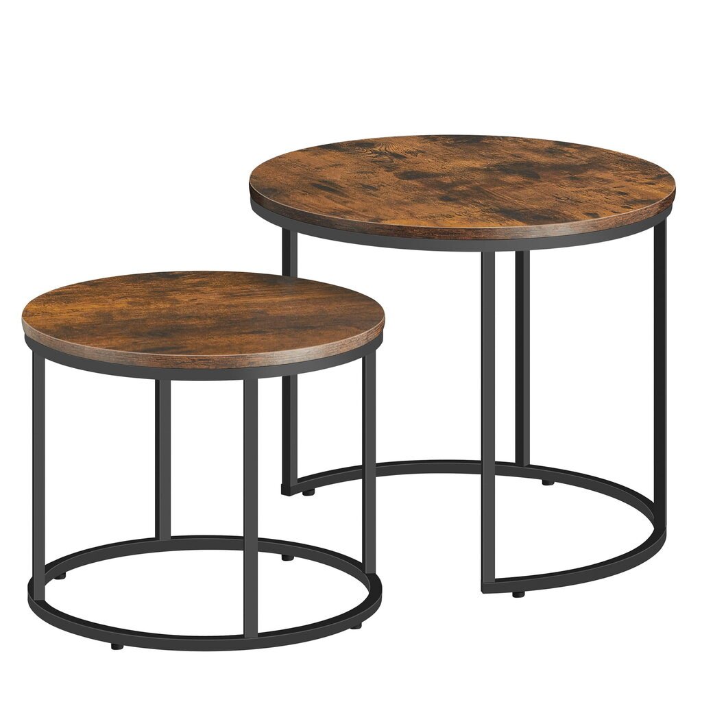 2-ių kavos staliukų komplektas Leobert, rudas/juodas kaina ir informacija | Kavos staliukai | pigu.lt