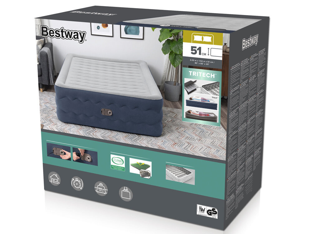 Pripučiamas čiužinys Bestway, 203x152x51cm kaina ir informacija | Pripučiami čiužiniai ir baldai | pigu.lt