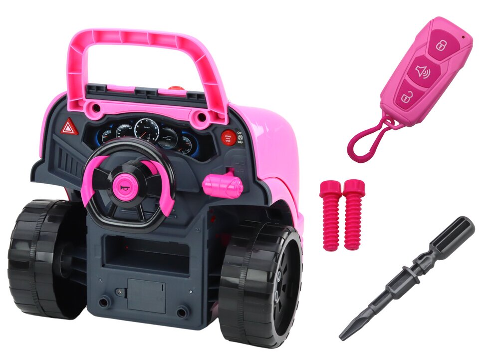 Žaislinis automobilio variklis dirbtuvės Pasidaryk pats, rožinis kaina ir informacija | Žaislai mergaitėms | pigu.lt