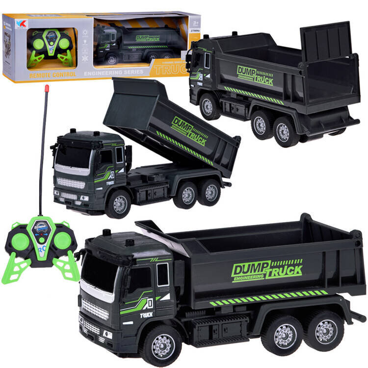 Nuotoliniu būdu valdomas savivartis sunkvežimis, juodas цена и информация | Žaislai berniukams | pigu.lt