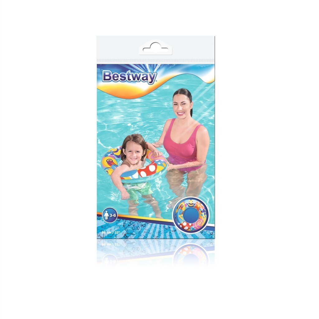 Plaukimo ratas Bestway, 56cm, įvairių spalvų kaina ir informacija | Pripučiamos ir paplūdimio prekės | pigu.lt