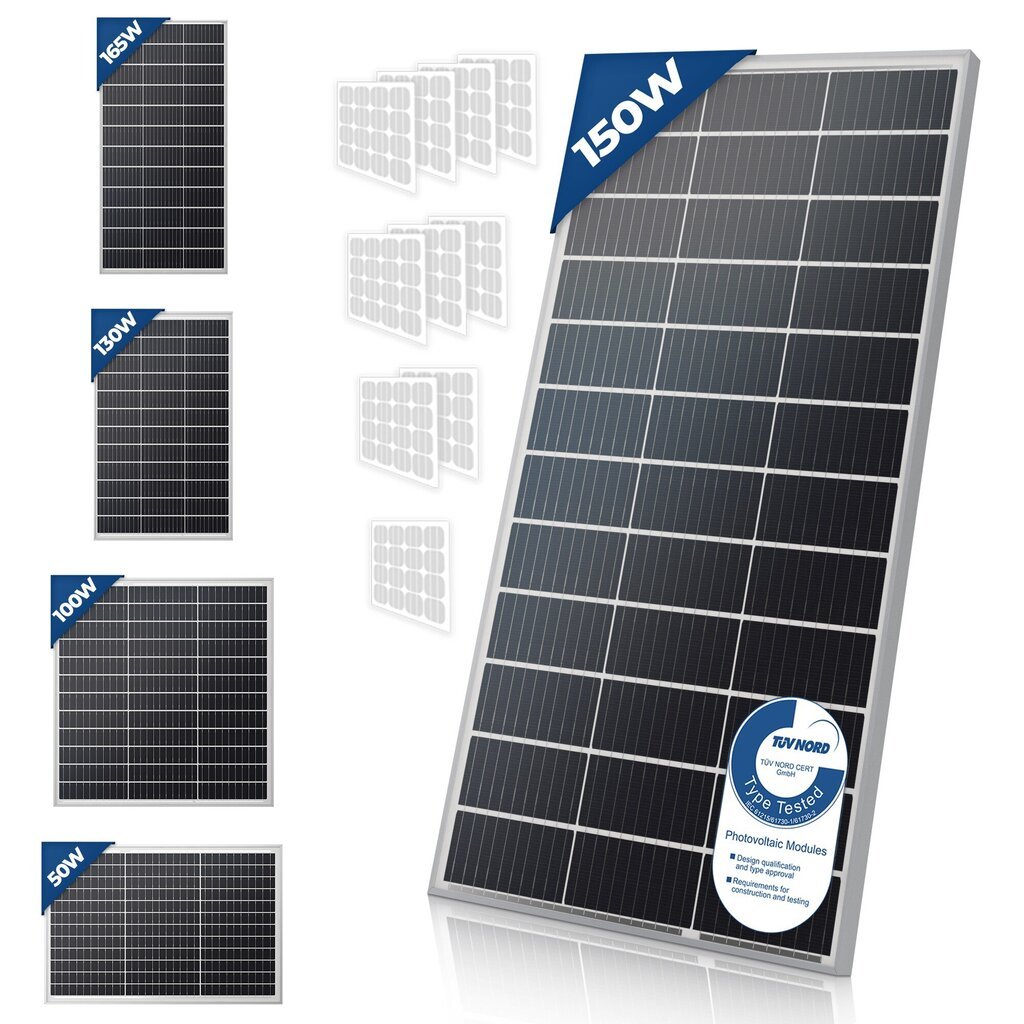 Memokristalo saulės baterija 150W kaina ir informacija | Komponentai saulės jėgainėms | pigu.lt