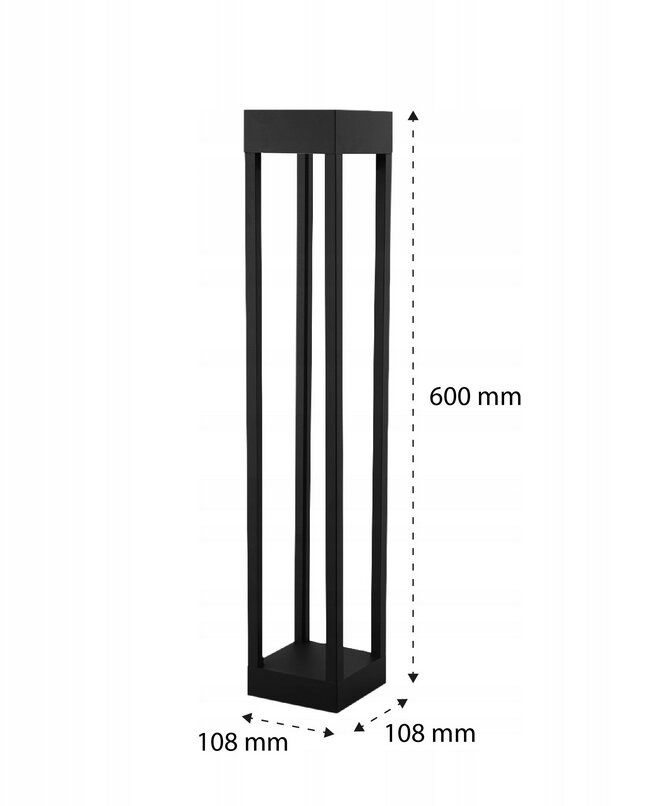 Kvadratinis apšvietimo stulpas LVT GX53, 60 cm, juodas kaina ir informacija | Lauko šviestuvai | pigu.lt