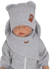 Kepurės komplektas kūdikiams Zyzio&Zuzia, pilkas kaina ir informacija | Kepurės, pirštinės, kaklaskarės kūdikiams | pigu.lt