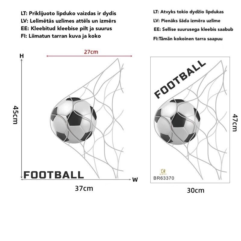 Vaikiškas interjero lipdukas Futbolo kamuolys kaina ir informacija | Interjero lipdukai | pigu.lt