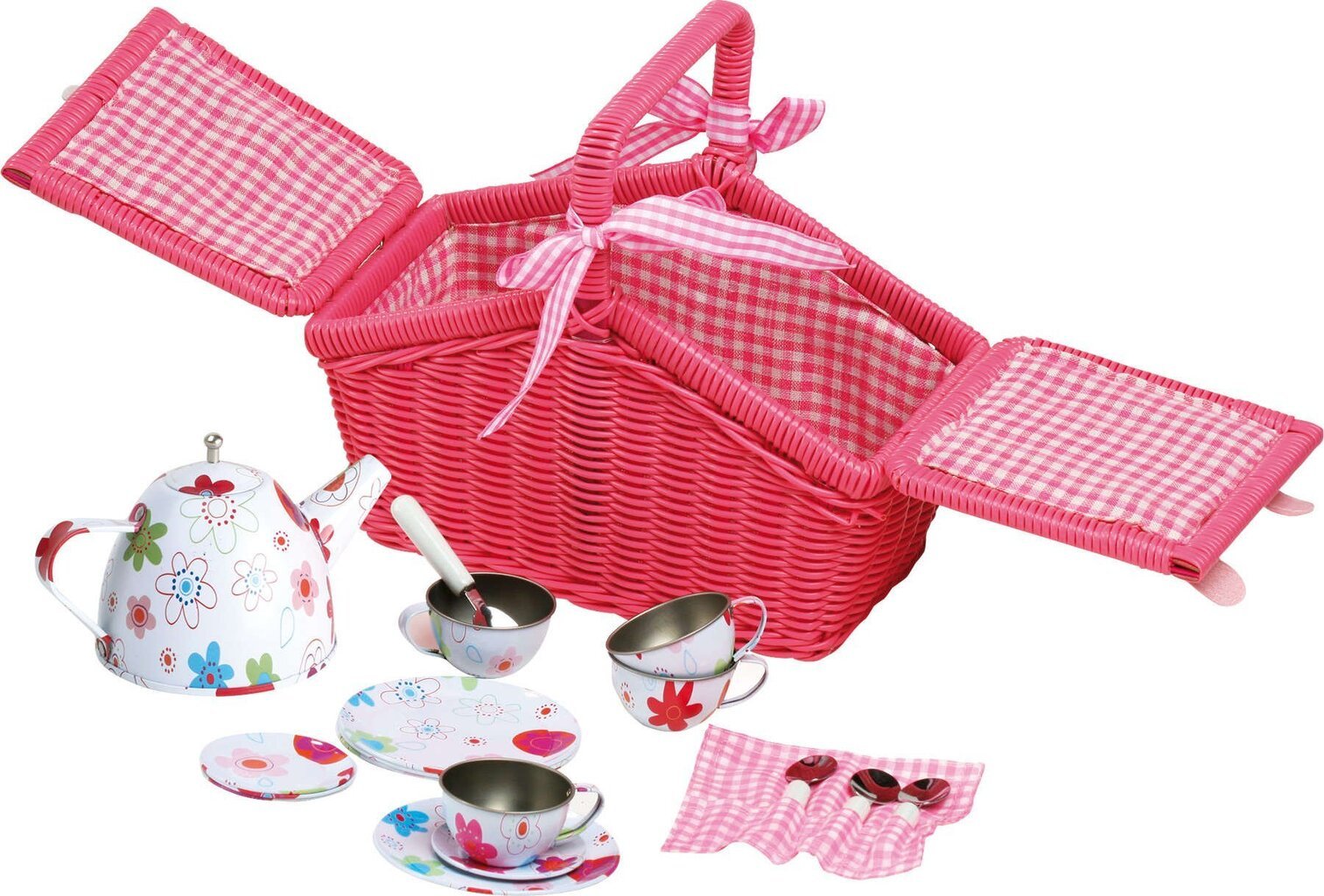 Pikniko krepšys su žaisliniais indais Small Foot, rožinis kaina ir informacija | Žaislai mergaitėms | pigu.lt