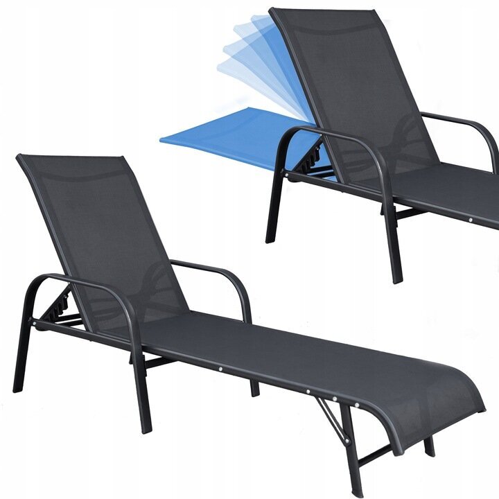 Lauko gultas Fluxar home GL0015, juodas kaina ir informacija | Lauko kėdės, foteliai, pufai | pigu.lt