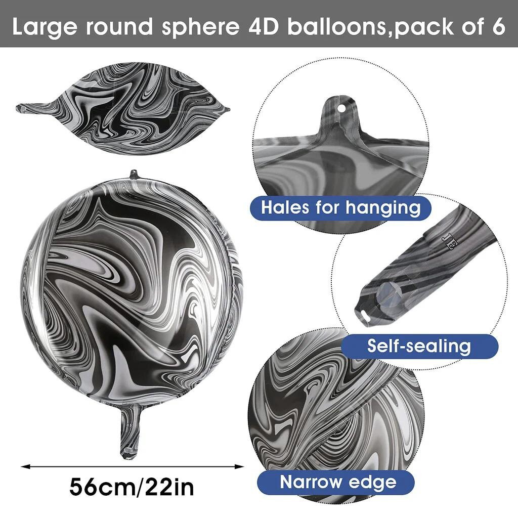 Marmuriniai balionai 6 vnt. 56cm kaina ir informacija | Balionai | pigu.lt