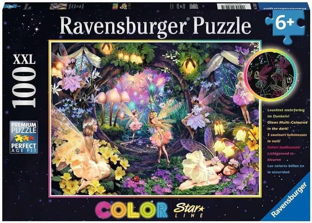 Dėlionė Ravensburger Color Star Line - Fairy Garden, 100 d. kaina ir informacija | Dėlionės (puzzle) | pigu.lt