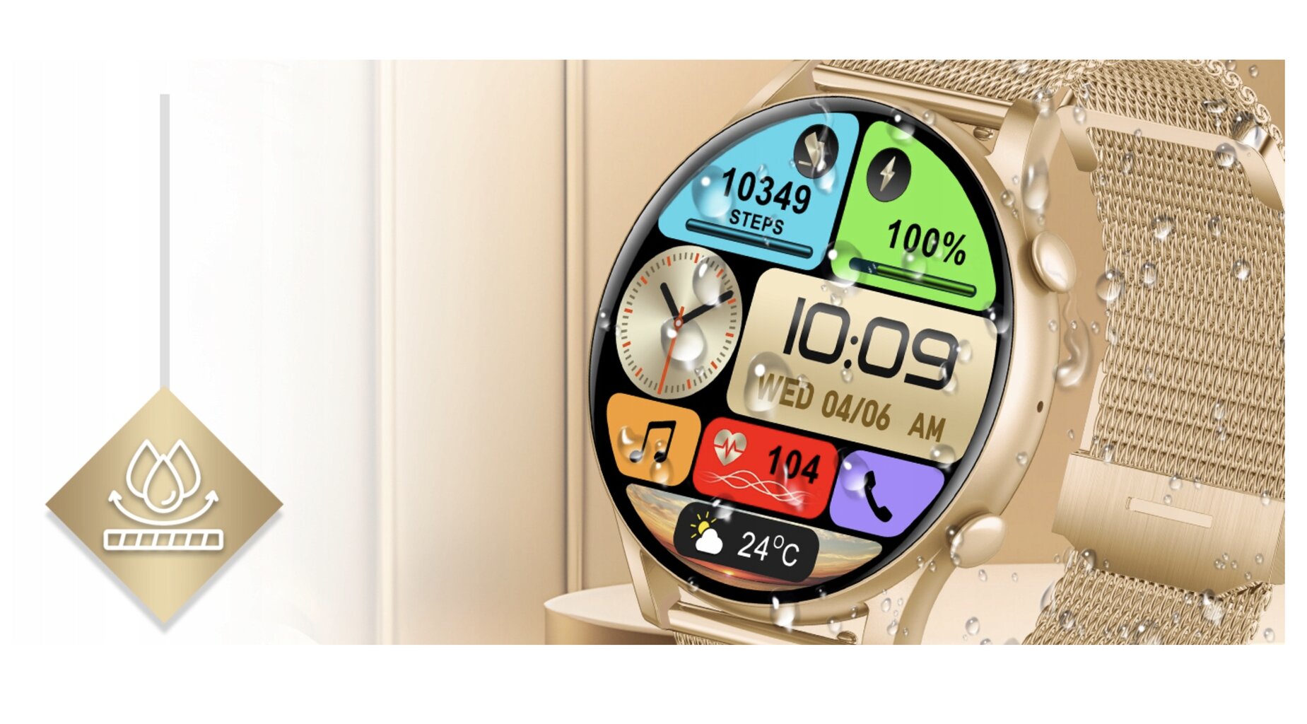 Abrams XM2, gold цена и информация | Išmanieji laikrodžiai (smartwatch) | pigu.lt