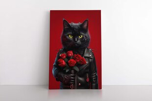 Reprodukcija Kietas katinas su gėlėmis kaina ir informacija | Reprodukcijos, paveikslai | pigu.lt