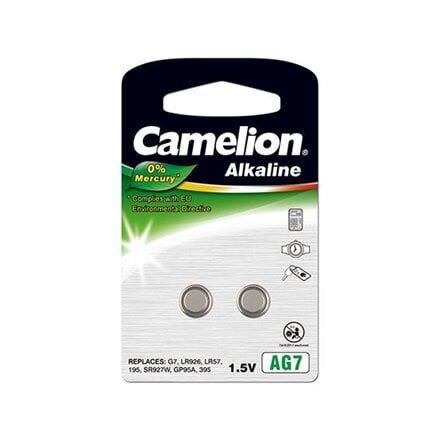 Camelion elementai Alkaline Button Celles 1.5V, AG7/LR57/LR926/395, 2 vnt. kaina ir informacija | Elementai | pigu.lt