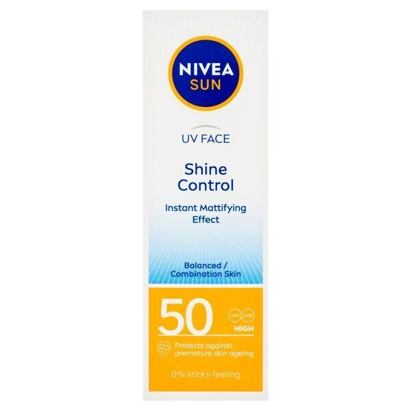 Veido kremas nuo saulės Nivea Uv Shine Control Face, 50 ml цена и информация | Kremai nuo saulės | pigu.lt