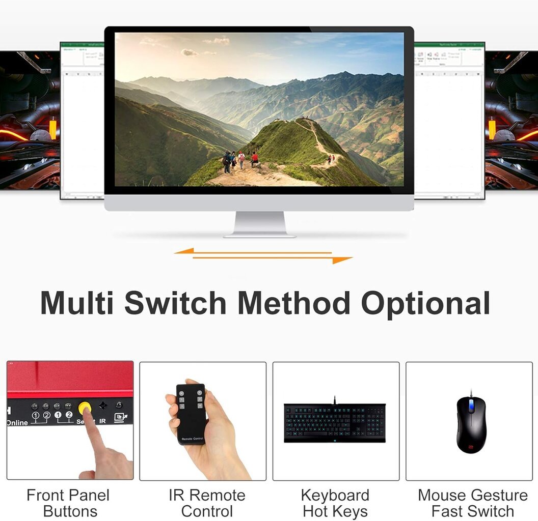 TESmart HDMI KVM jungiklis цена и информация | Maršrutizatoriai (routeriai) | pigu.lt