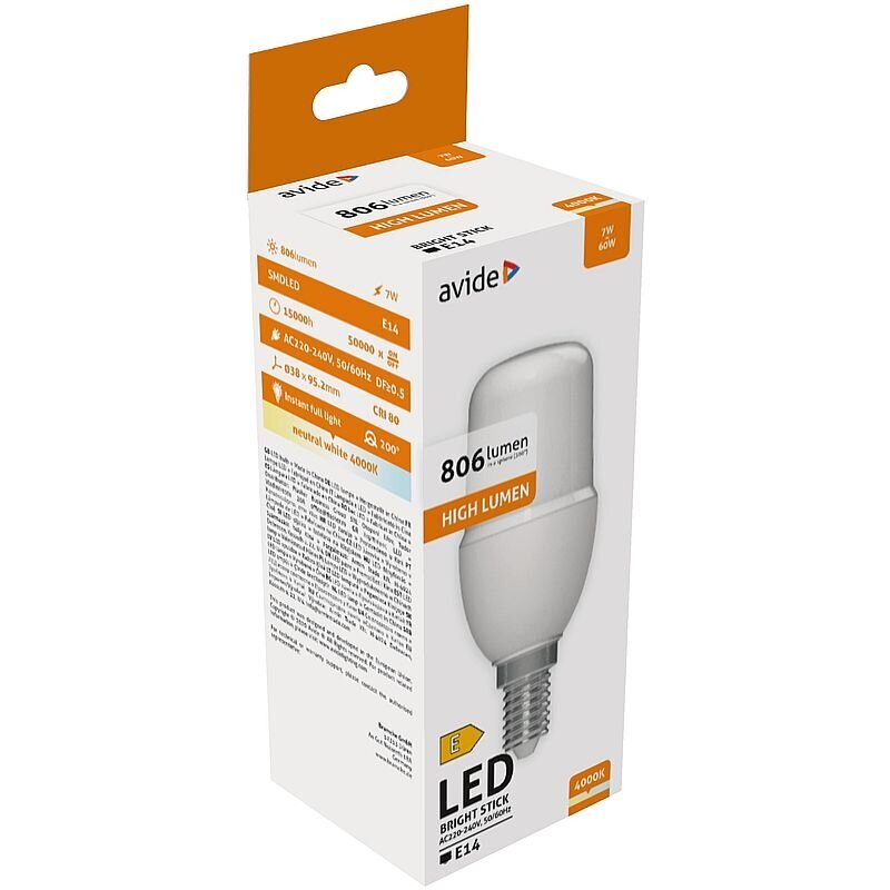 LED lemputė Avide 7W T37 E14 4000K цена и информация | Elektros lemputės | pigu.lt