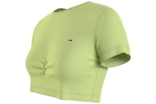 Marškinėliai moterims Tommy Jeans TJW Crop Ruche, žali kaina ir informacija | Marškinėliai moterims | pigu.lt
