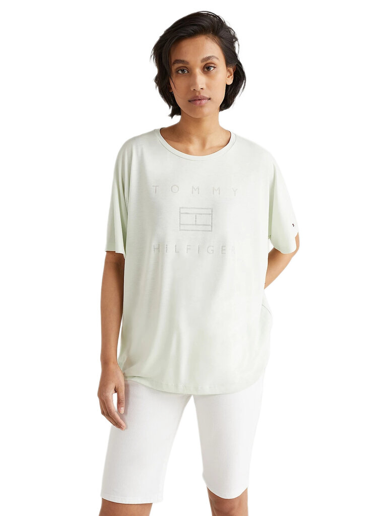 Tommy Hilfiger marškinėliai moterims Relaxed Burn Out, balti цена и информация | Marškinėliai moterims | pigu.lt