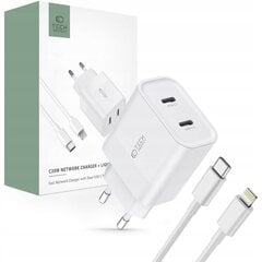 Зарядное устройство Tech-Protect C20W 2xUSB-C, белое цена и информация | Зарядные устройства для телефонов | pigu.lt