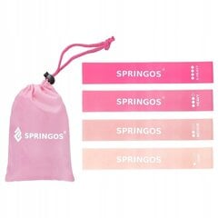 Treniruočių juostos Springos, 4 vnt, rožinės kaina ir informacija | Pasipriešinimo gumos, žiedai | pigu.lt