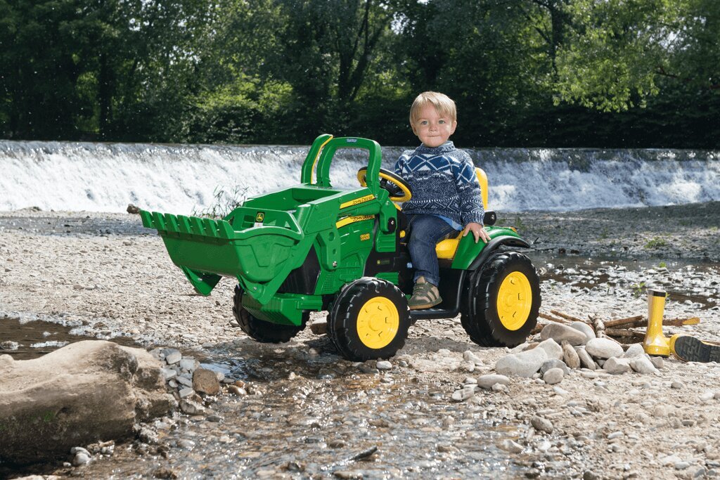 Vienvietis vaikiškas elektrinis traktorius Peg Perego John Deere Ground Loader, žalias/geltonas kaina ir informacija | Elektromobiliai vaikams | pigu.lt