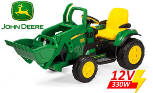 Vienvietis vaikiškas elektrinis traktorius Peg Perego John Deere Ground Loader, žalias/geltonas kaina ir informacija | Elektromobiliai vaikams | pigu.lt