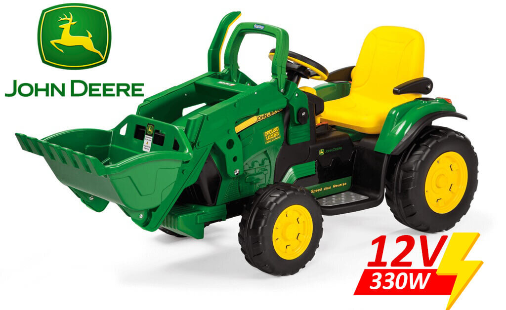 Vienvietis vaikiškas elektrinis traktorius Peg Perego John Deere Ground Loader, žalias/geltonas цена и информация | Elektromobiliai vaikams | pigu.lt