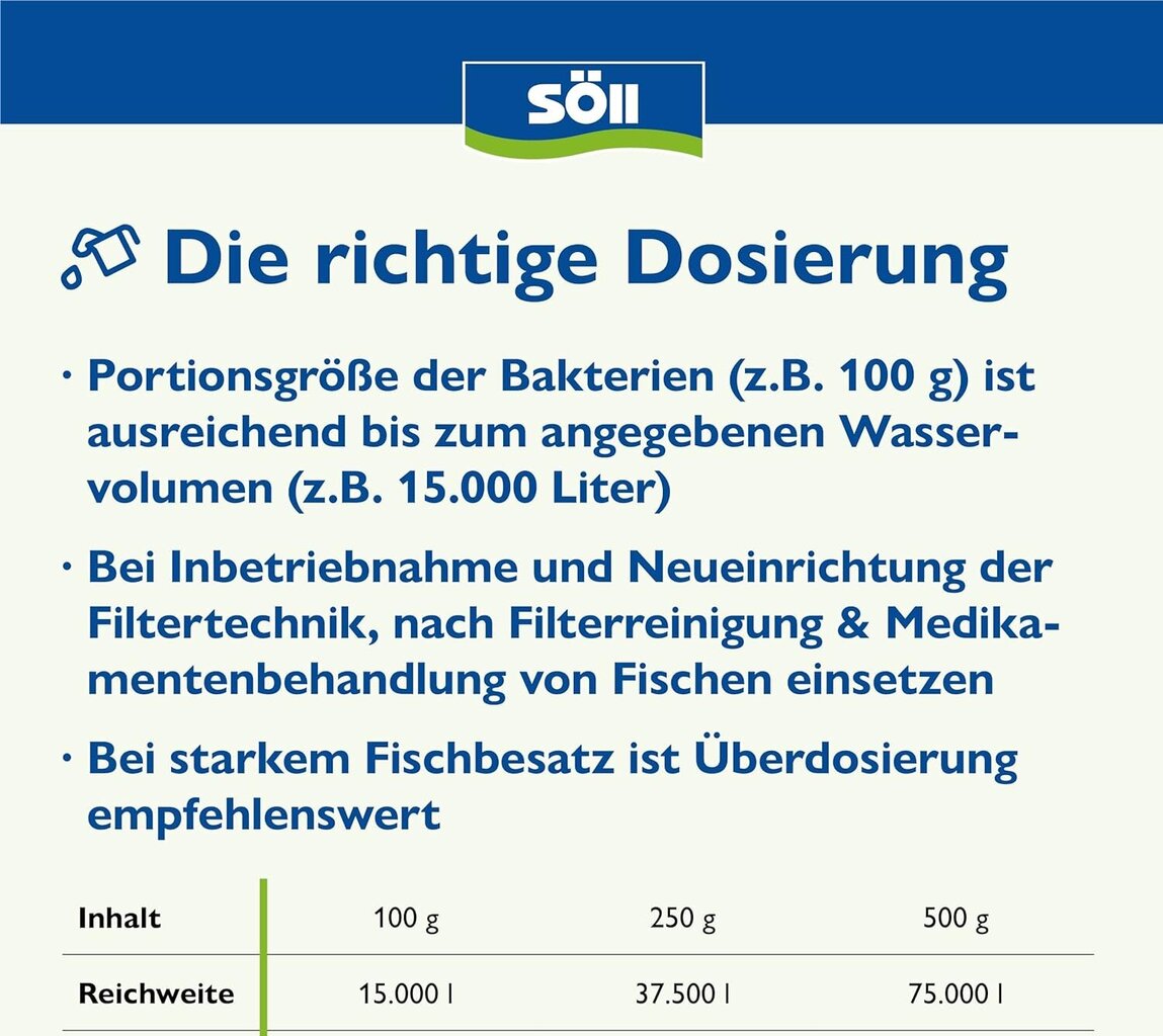 Natūralios filtrų bakterijos Söll Filter 80587, 100 g цена и информация | Sodo baseinai ir jų priežiūros priemonės | pigu.lt