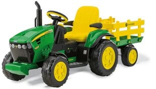 Vienvietis vaikiškas elektrinis traktorius Peg Perego John Deere Ground Force, žalias/geltonas kaina ir informacija | Elektromobiliai vaikams | pigu.lt