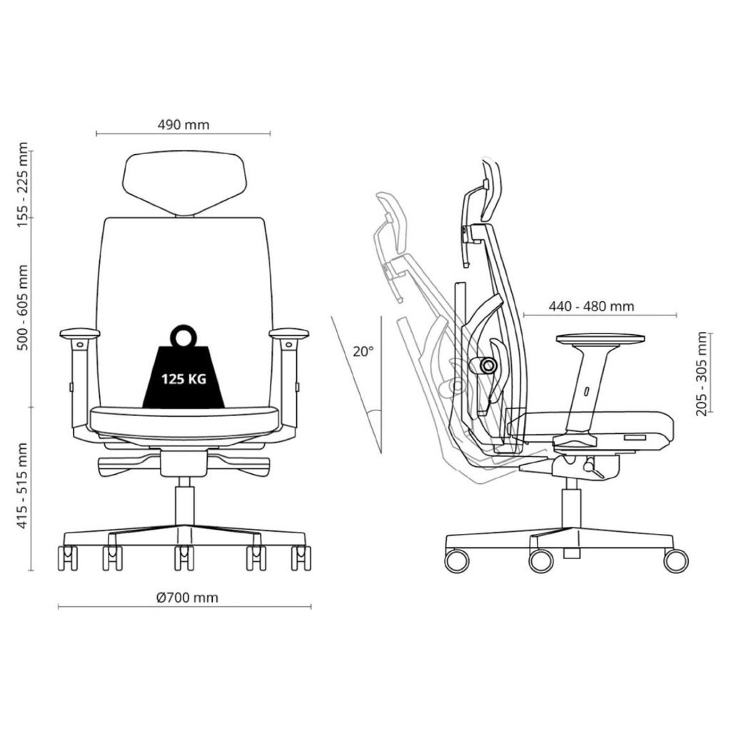Ergonomiška kėdė Istuk Tune, juoda цена и информация | Biuro kėdės | pigu.lt