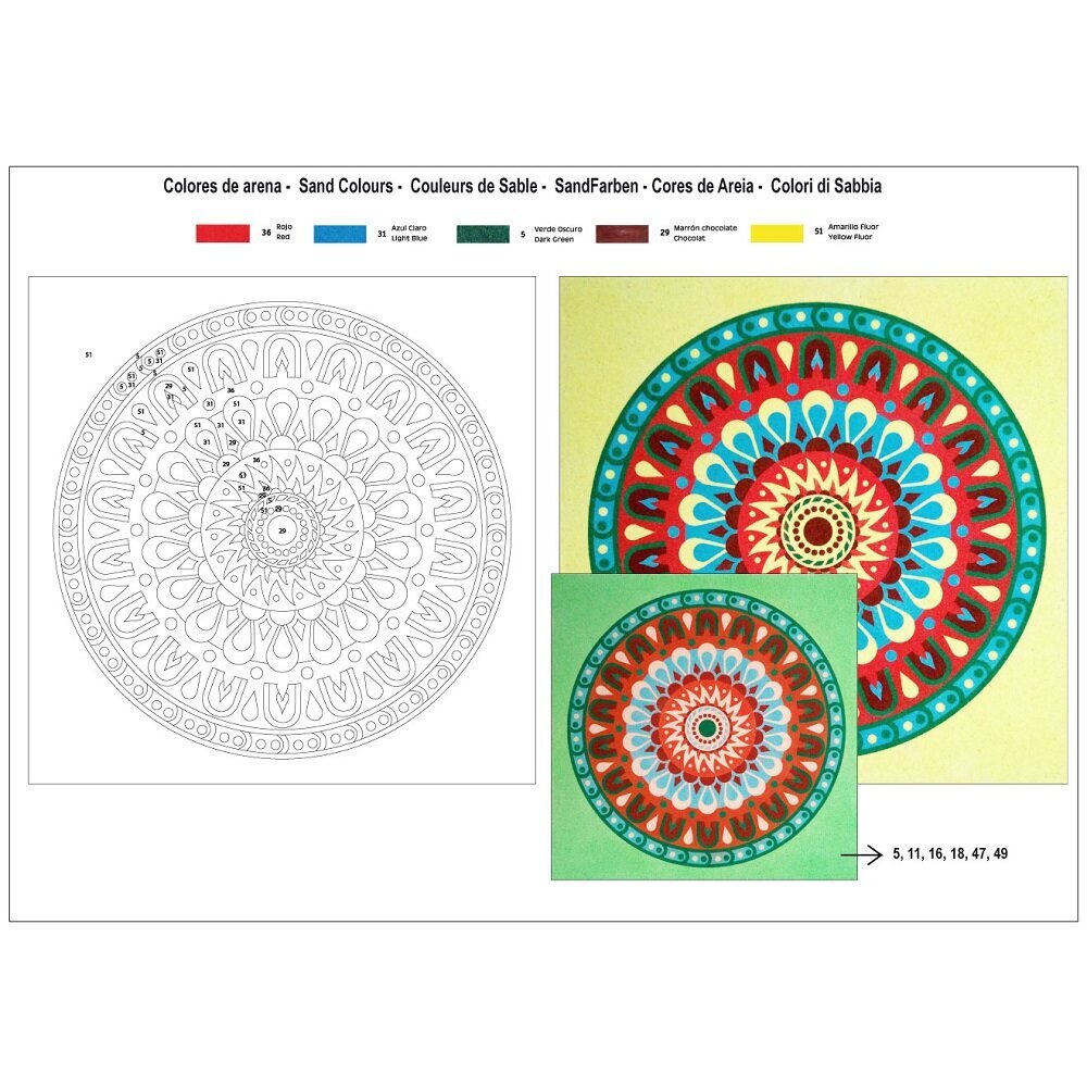 Rinkinys smėlio tapybai Arenart, Mandala 12 SP-161, 38x38 cm цена и информация | Piešimo, tapybos, lipdymo reikmenys | pigu.lt