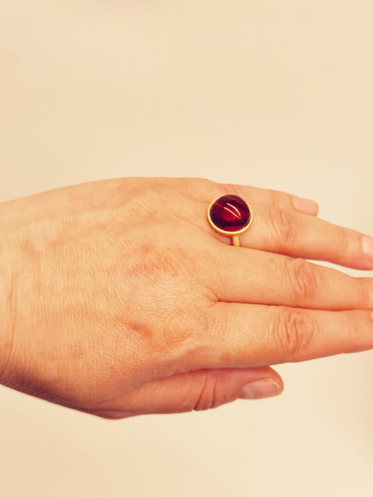 Sidabrinis paauksuotas žiedas su gintaru, Amber Storm kaina ir informacija | Žiedai | pigu.lt