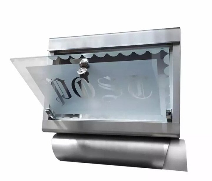 Nerūdijančio plieno pašto dėžutė su stiklinėm fasadinėm durelėm цена и информация | Pašto dėžutės, namo numeriai | pigu.lt