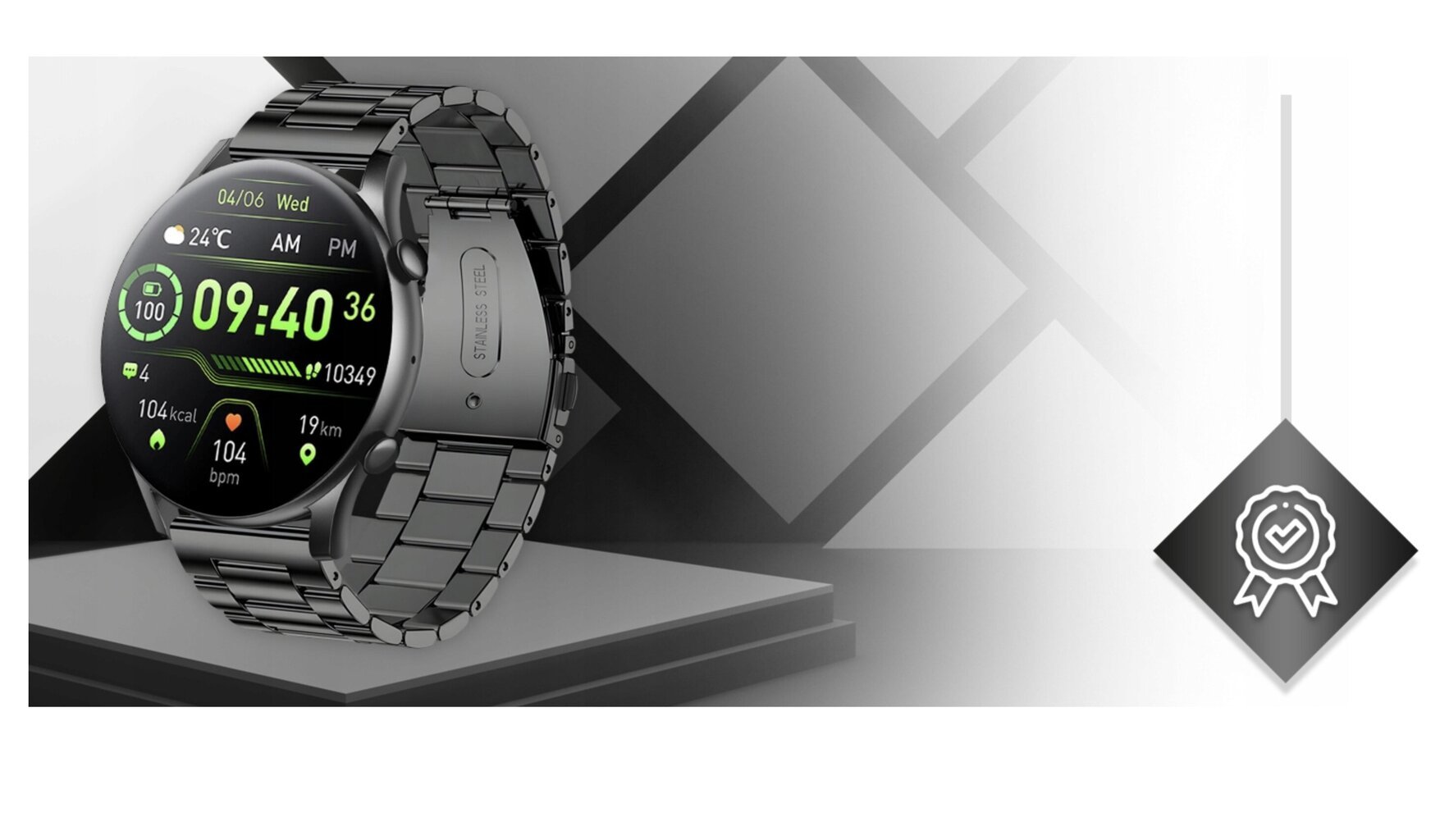 Abrams XM3, black цена и информация | Išmanieji laikrodžiai (smartwatch) | pigu.lt