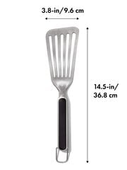 Mentelė OXO Grilling Precision Turner Euro Tag 11309200, 36.8 x 9.6 x 3.2cm, sidbarinės spalvos kaina ir informacija | Grilio, šašlykinių priedai ir aksesuarai  | pigu.lt