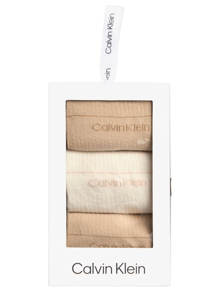 Calvin Klein kojinės moterims 701224982 002, rudos/baltos, 3 poros kaina ir informacija | Moteriškos kojinės | pigu.lt
