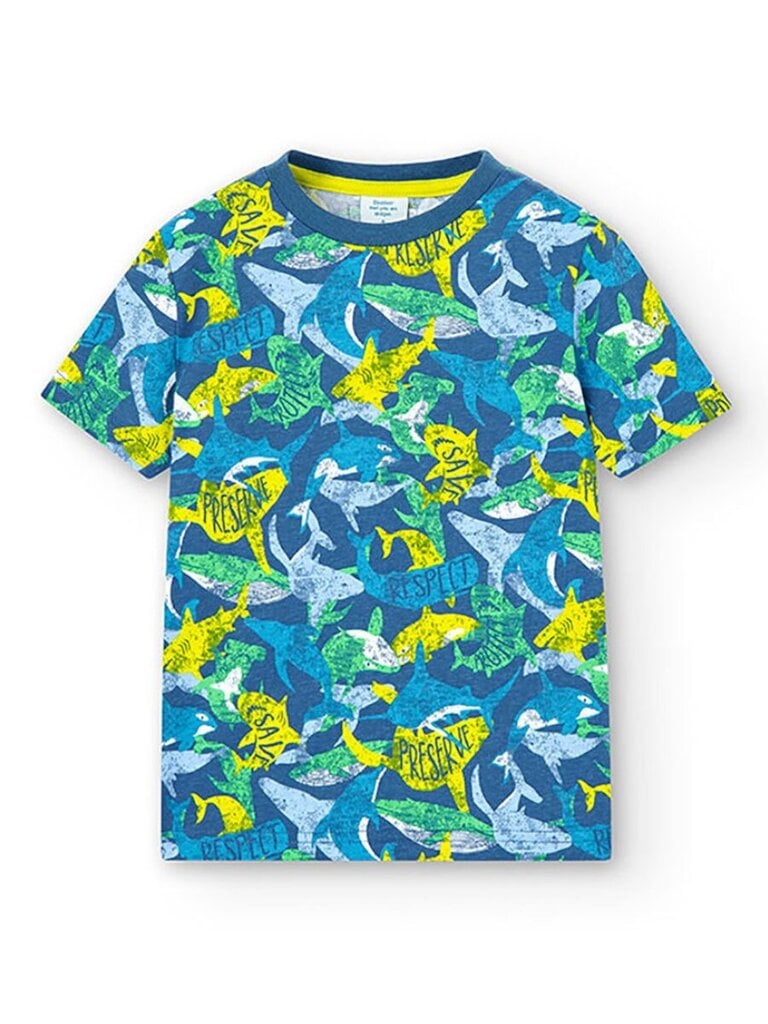 Marškinėliai berniukams Boboli 528195 520239538, mėlyni kaina ir informacija | Marškinėliai berniukams | pigu.lt