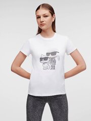 Футболка Karl Lagerfeld Ikonik Rhinestone Karl & Choupette White 230W1772 563760004, белый цена и информация | Футболка женская | pigu.lt