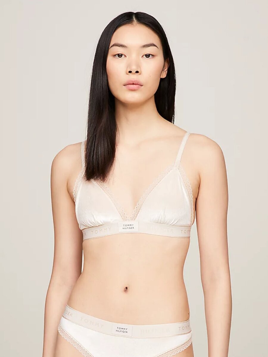 Бюстгальтер Tommy Hilfiger Triangle Bra Velour UW0UW04758ABH 545667884,  белый цена | pigu.lt